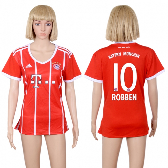 2017 Soccer Bayern Munich #10 Robben Home Women Jersey