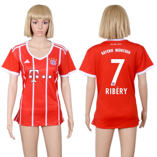 2017 Soccer Bayern Munich #7 Ribery Home Women Jersey