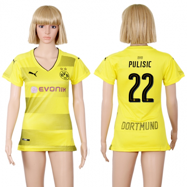 2017 Soccer Dortmund #22 Pulisic Home Women Jersey