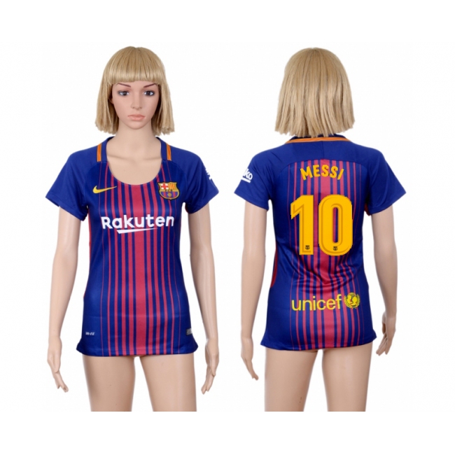 2017 Soccer Club Barcelona #10 Messi Home Women Jersey