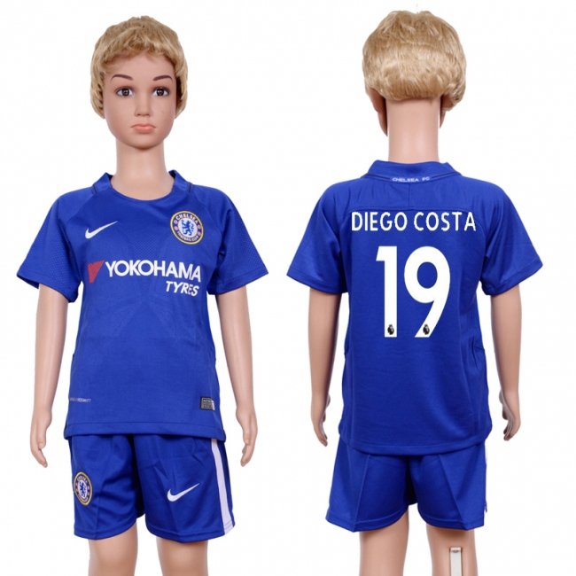 2017 Soccer Club Chelsea #19 Diego Costa Home Kids Jersey