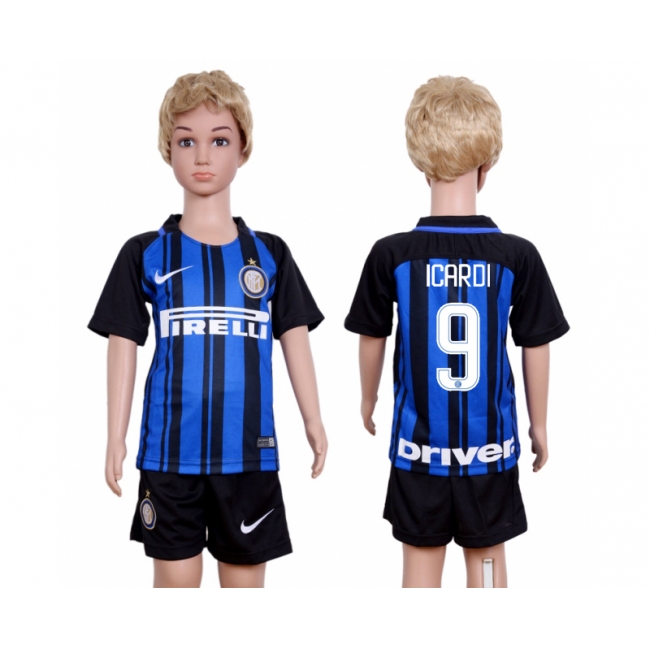 2017 Soccer Inter Milan #9 Icardi Home Kids Jersey