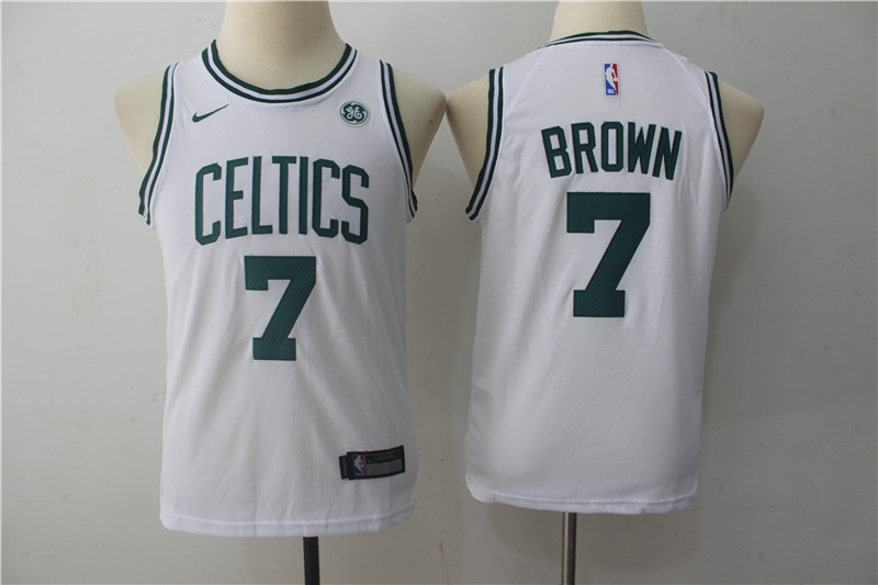 Kids NBA Boston Celtics #7 Brown White Jersey