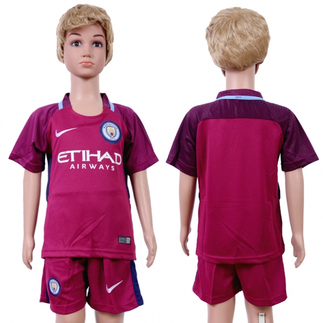2017 Soccer Manchester City Blank Away Kids Jersey