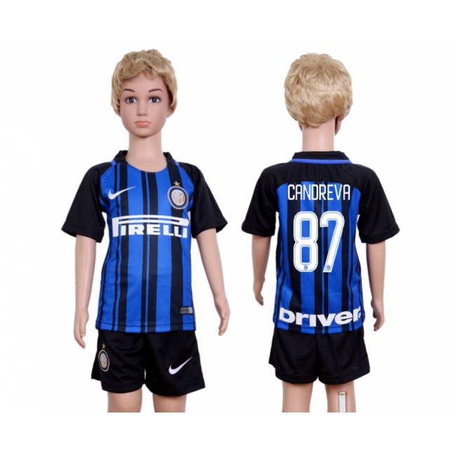 2017 Soccer Inter Milan #87 Candreva Home Kids Jersey
