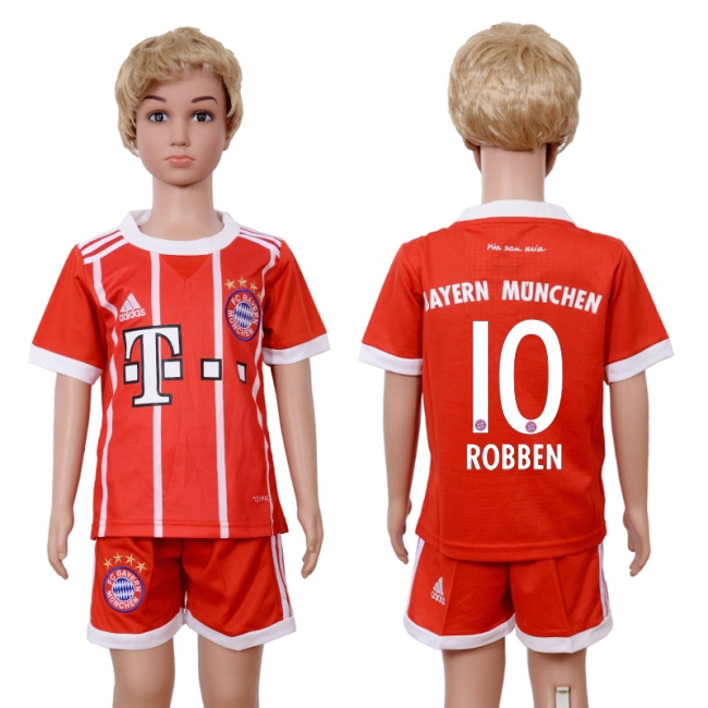 2017 Soccer Bayern Munich #10 Robben Away Kids Jersey