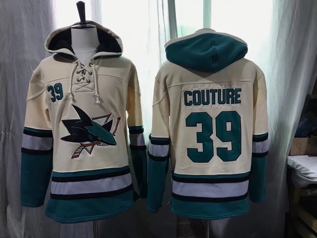 NHL San Jose Sharks #39 Couture Cream Hoodie