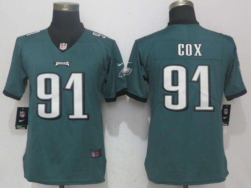 Women NFL Philadelphia Eagles #91 Cox Green Vapor Untouchable Jersey  