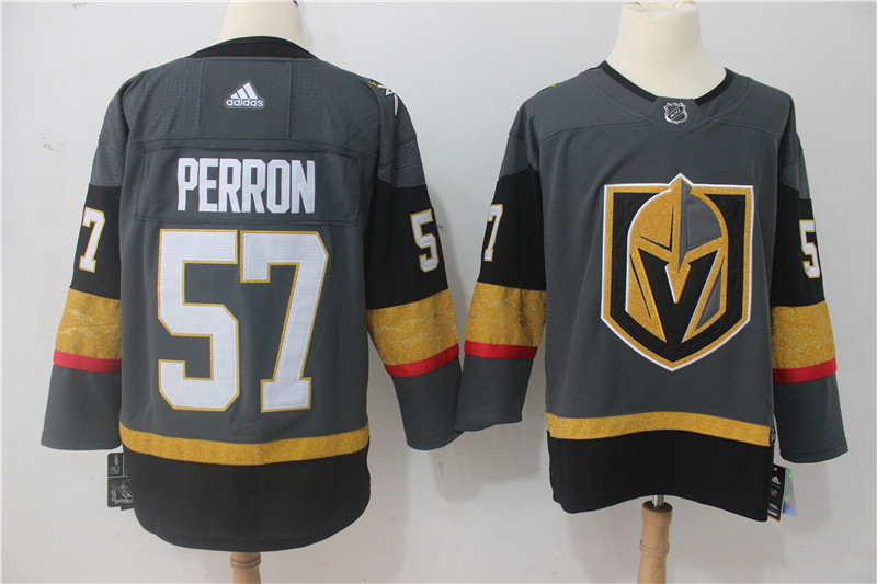 Adidas Mens Vegas Golden Knights #57 Perron Grey Hockey Jersey