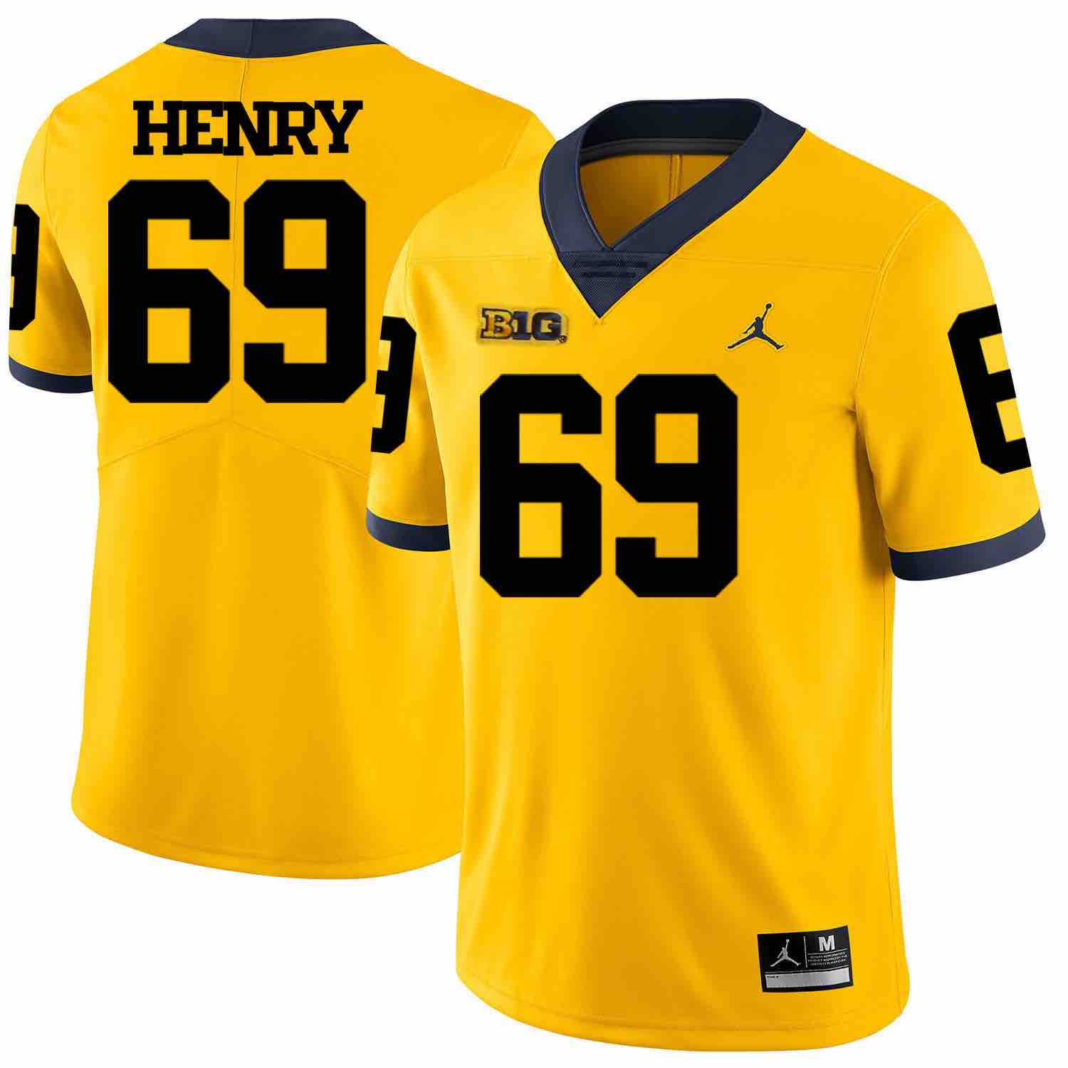 NCAA Michigan Wolverines #69 Henry Yellow Football Jersey