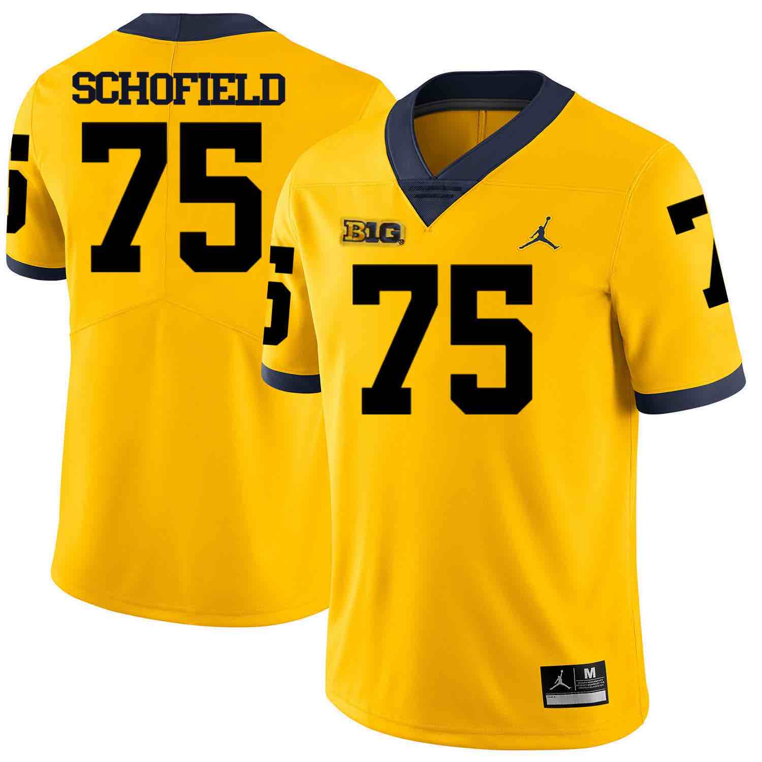 NCAA Michigan Wolverines #75 Schofield Yellow Football Jersey