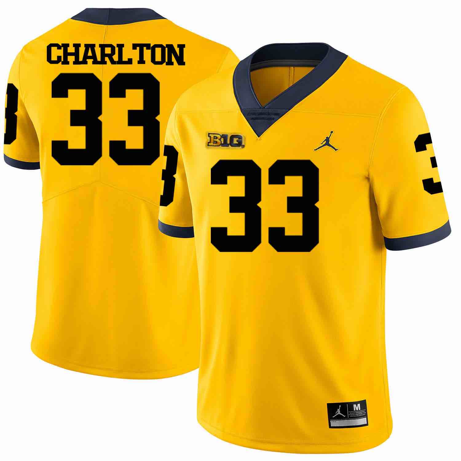 NCAA Michigan Wolverines #33 Charlton Yellow Football Jersey