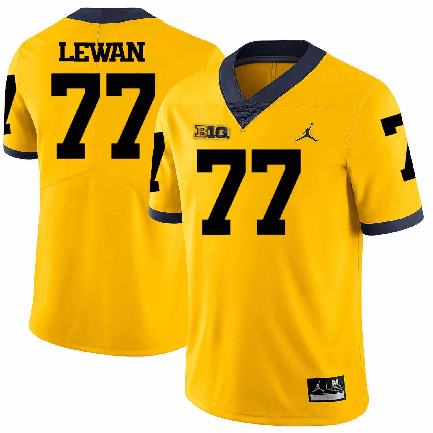 NCAA Michigan Wolverines #77 Lewal Yellow Football Jersey
