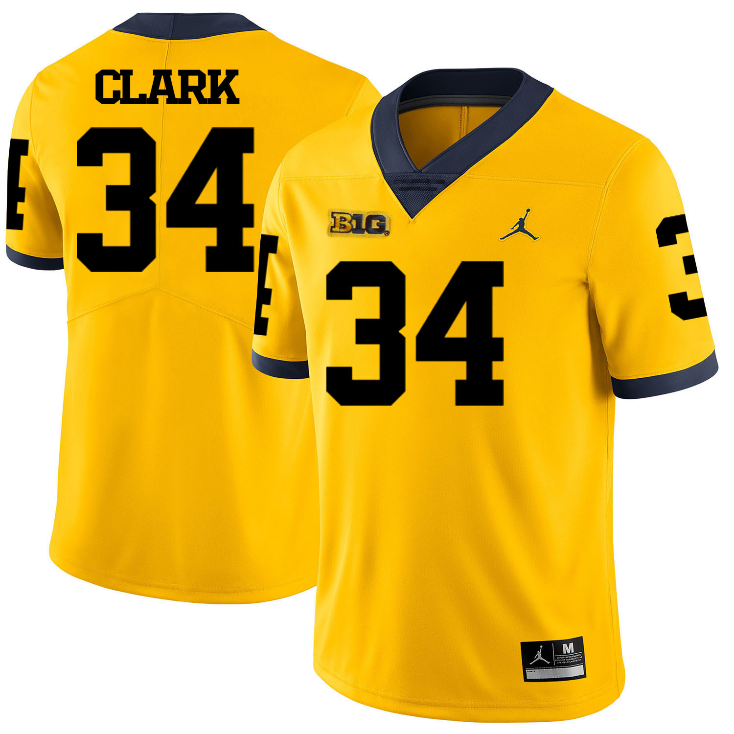 NCAA Michigan Wolverines #34 Clark Yellow Football Jersey