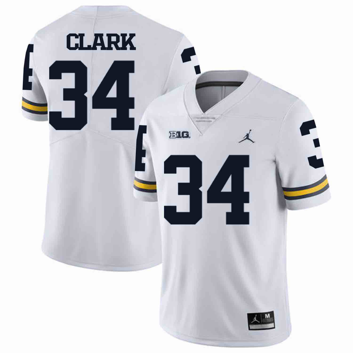 NCAA Michigan Wolverines #34 Clark White Football Jersey