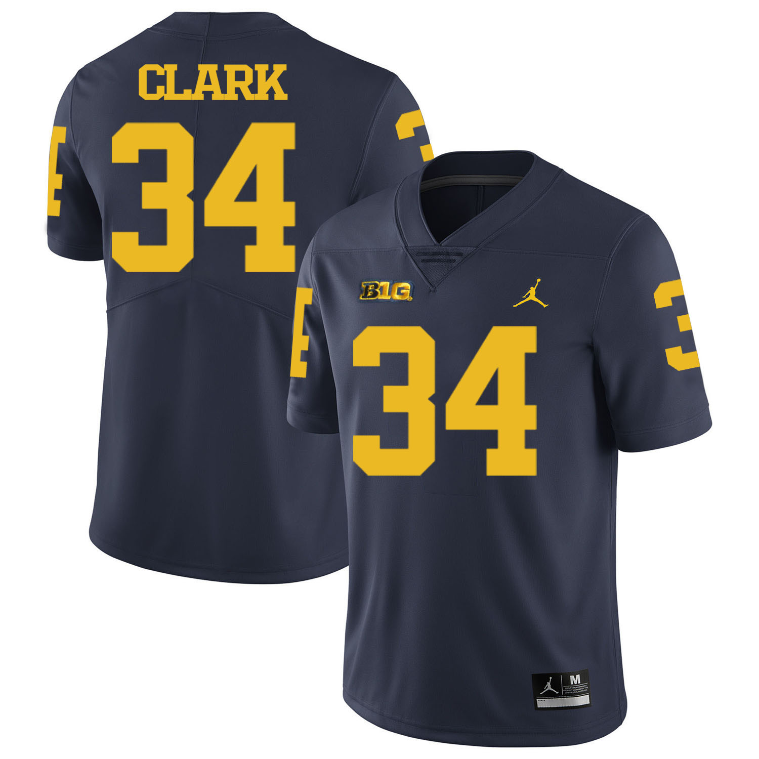 NCAA Michigan Wolverines #34 Clark D.Blue Football Jersey