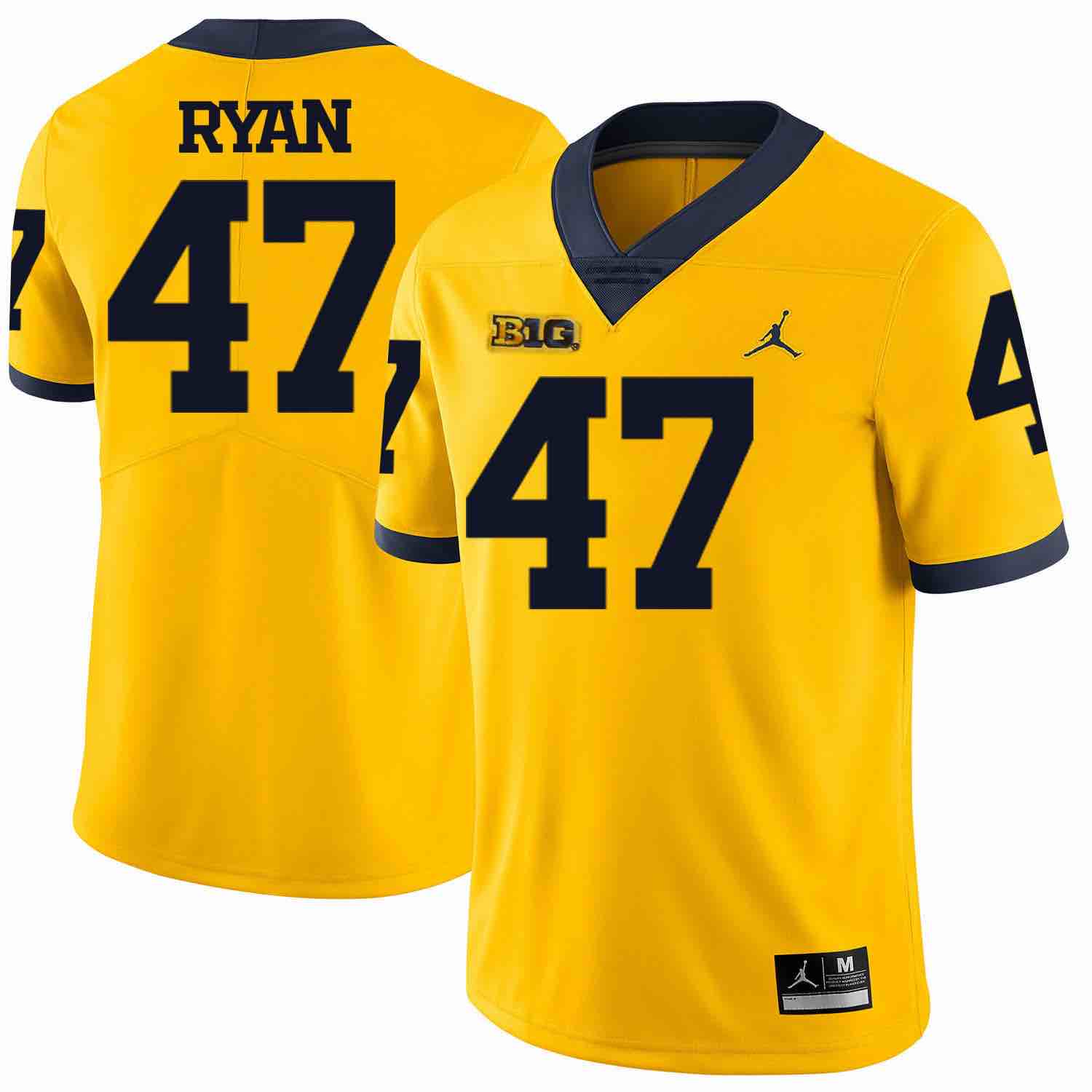 NCAA Michigan Wolverines #47 Ryan Yellow Football Jersey
