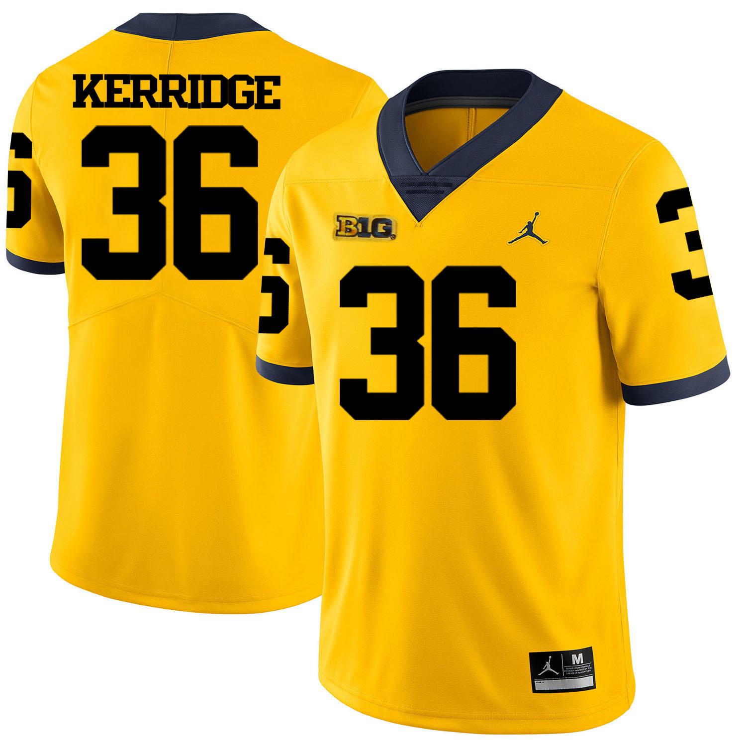 NCAA Michigan Wolverines #36 Kerridge Yellow Football Jersey