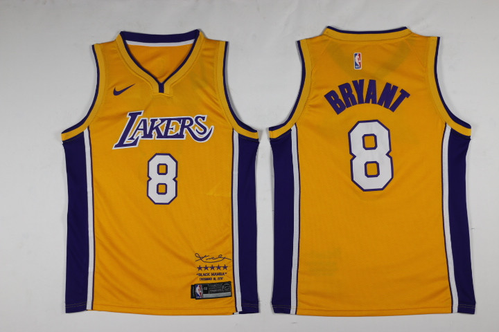 Nike NBA Los Angeles Lakers #8 Bryant Yellow New Jersey