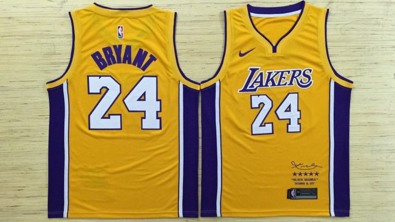 Nike NBA Los Angeles Lakers #24 Bryant Yellow New Jersey