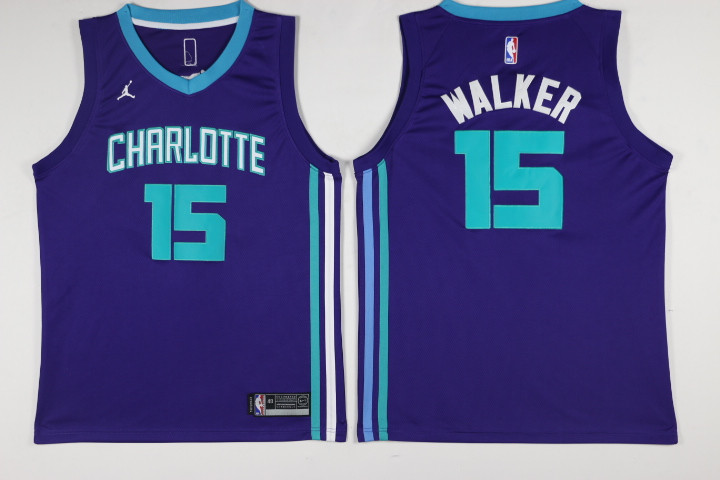 NBA Charlotte Bobcats #15 Walker Purple New Jersey