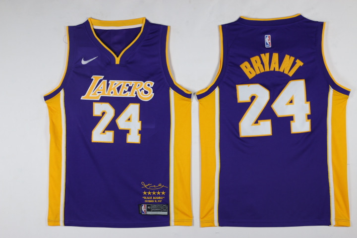 Nike NBA Los Angeles Lakers #24 Bryant Purple New Jersey