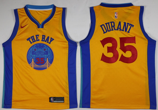 Nike NBA Golden State Warriors #35 Durant Yellow New Jersey