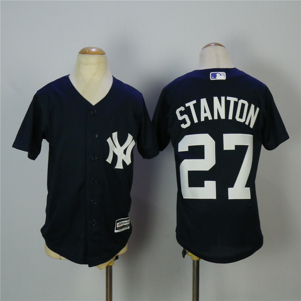 Kids MLB New York Yankees #27 Stanton D.Blue Jersey