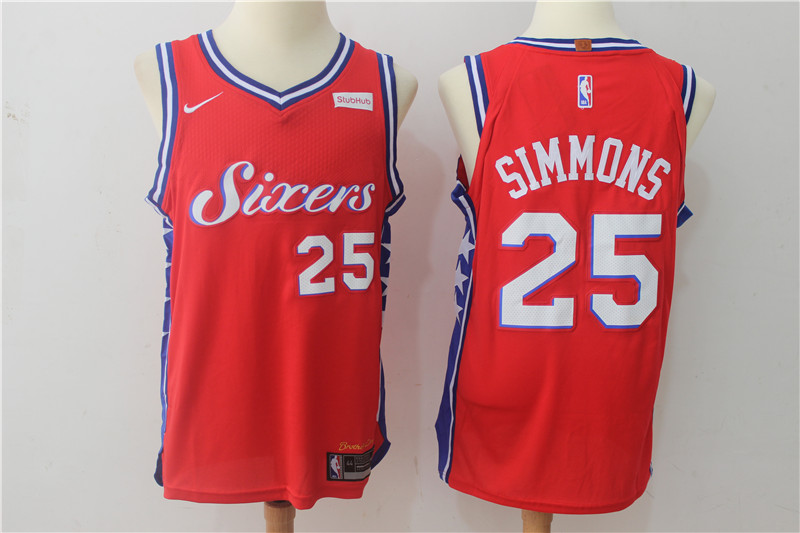 Nike NBA Philadelphia 76ers #25 Simmons Red Jersey