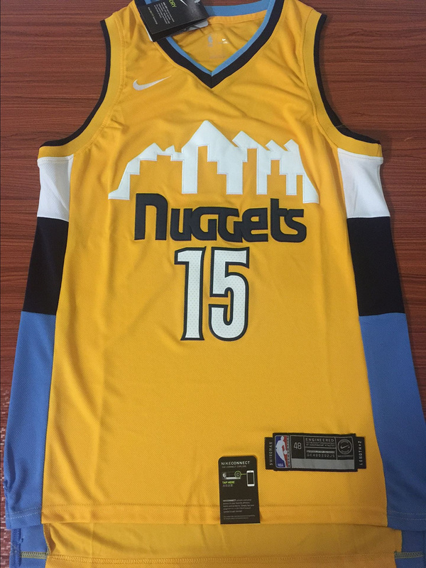Nike NBA Denver Nuggets #15 Jokic Yellow Jersey