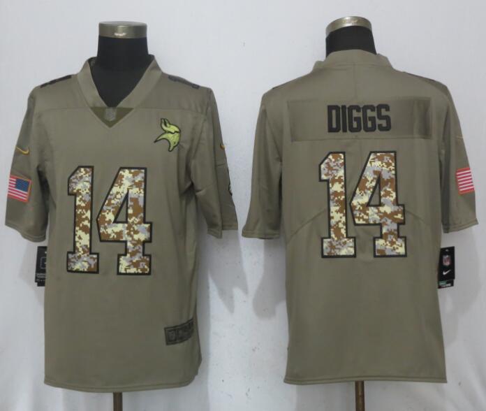 New Nike Minnesota Vikings 14 Dlggs Olive Camo Carson Salute to Service Limited Jersey