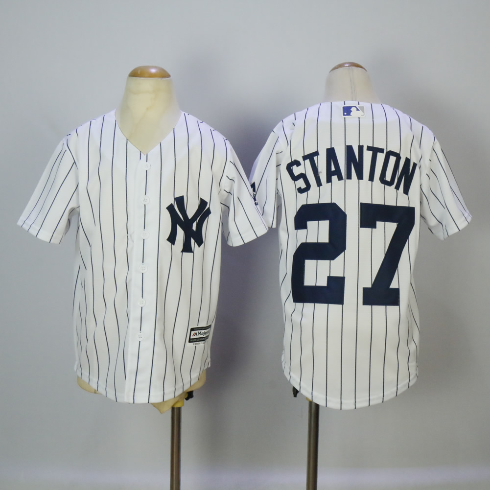 Kids MLB New York Yankees #27 Stanton White Jersey