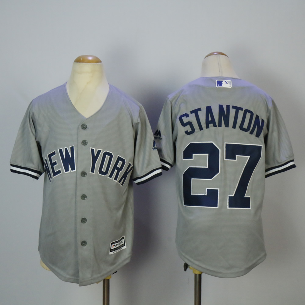 Kids MLB New York Yankees #27 Stanton Grey Jersey