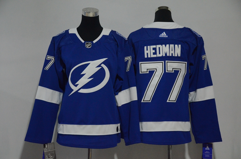 Womens NHL Tampa Bay Lightning #77 Hedman Blue Jersey