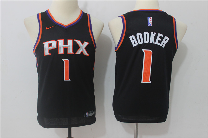 Kids NBA Phoenix Suns #1 Booker Black Jersey
