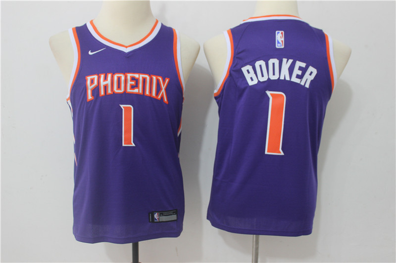 Kids NBA Phoenix Suns #1 Booker Purple Jersey