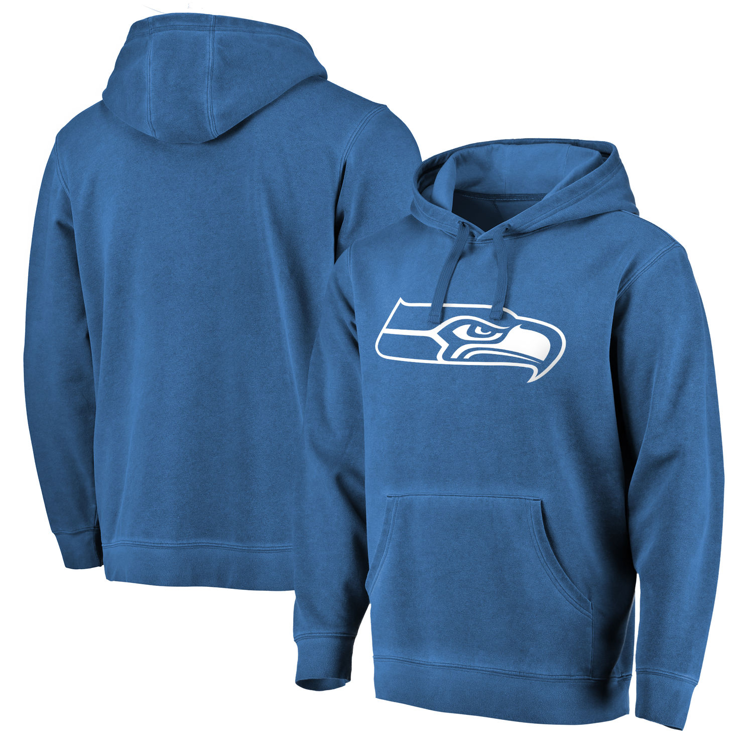 Mens Seattle Seahawks NFL Pro Line by Fanatics Branded College Navy White Logo Shadow Washed Pullover Hoodie