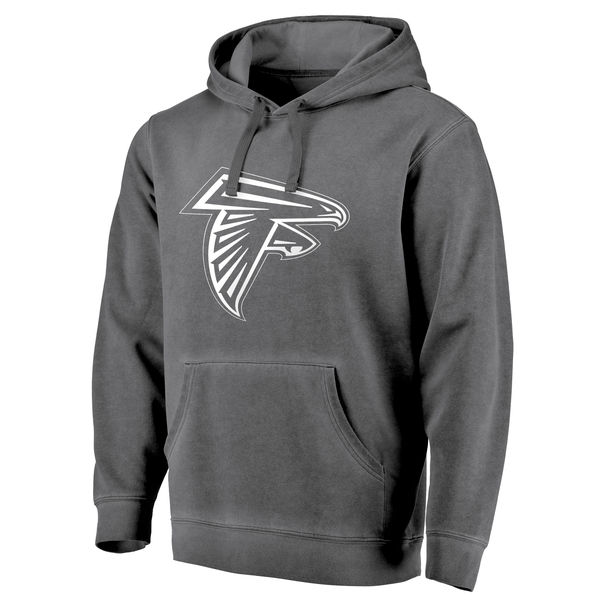 Mens Atlanta Falcons NFL Pro Line by Fanatics Branded Black White Logo Shadow Washed Pullover Hoodie