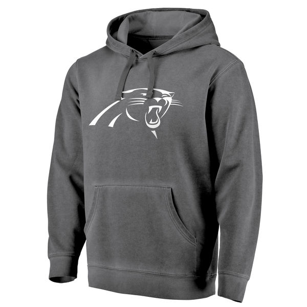 Mens Carolina Panthers NFL Pro Line by Fanatics Branded Black White Logo Shadow Washed Pullover Hoodie