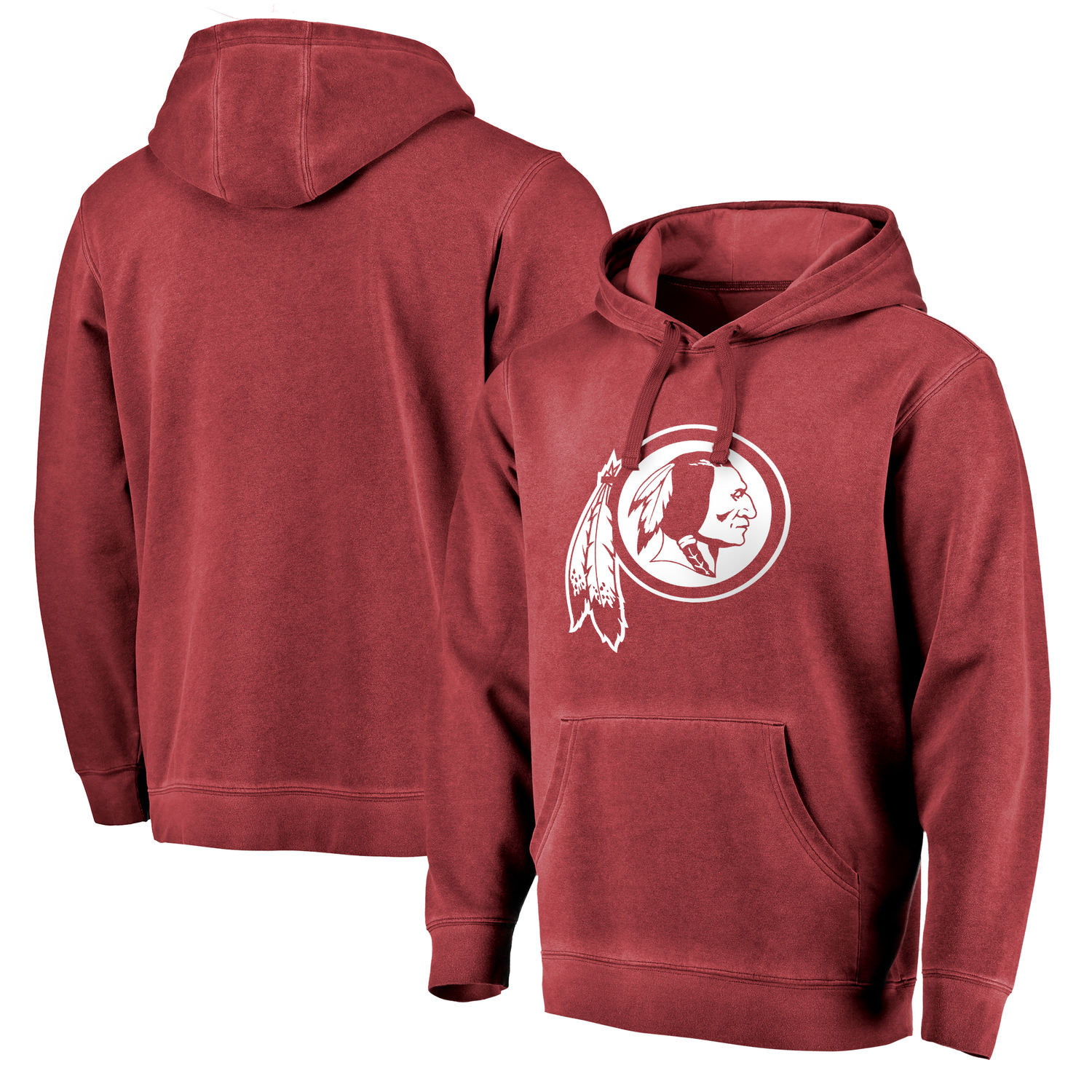 Mens Washington Redskins NFL Pro Line by Fanatics Branded Burgundy White Logo Shadow Washed Pullover Hoodie