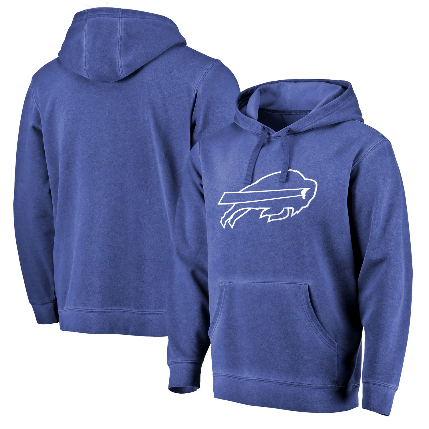 Mens Buffalo Bills NFL Pro Line by Fanatics Branded Royal White Logo Shadow Washed Pullover Hoodie
