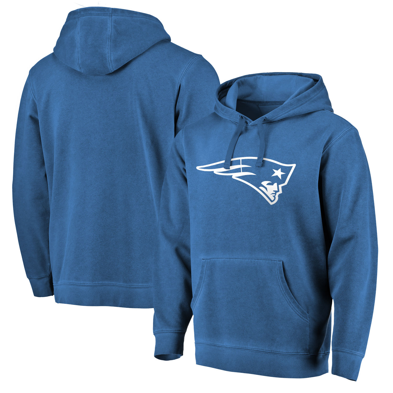 Mens New England Patriots NFL Pro Line by Fanatics Branded Navy White Logo Shadow Washed Pullover Hoodie