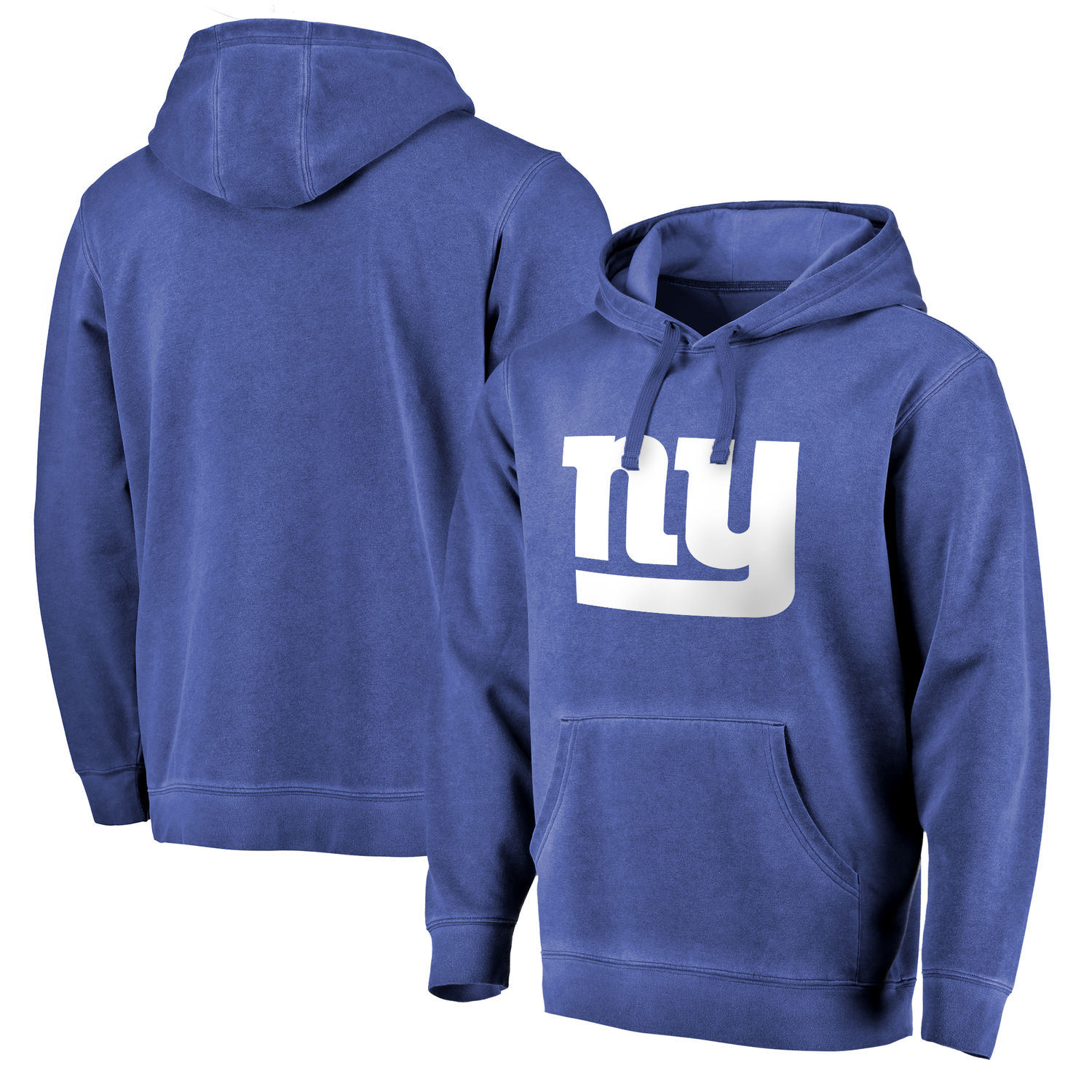 Mens New York Giants NFL Pro Line by Fanatics Branded Royal White Logo Shadow Washed Pullover Hoodie
