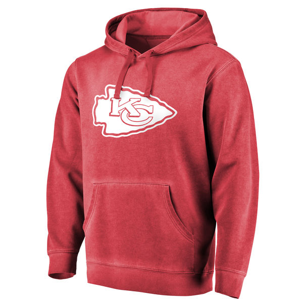 Mens Kansas City Chiefs NFL Pro Line by Fanatics Branded Red White Logo Shadow Washed Pullover Hoodie