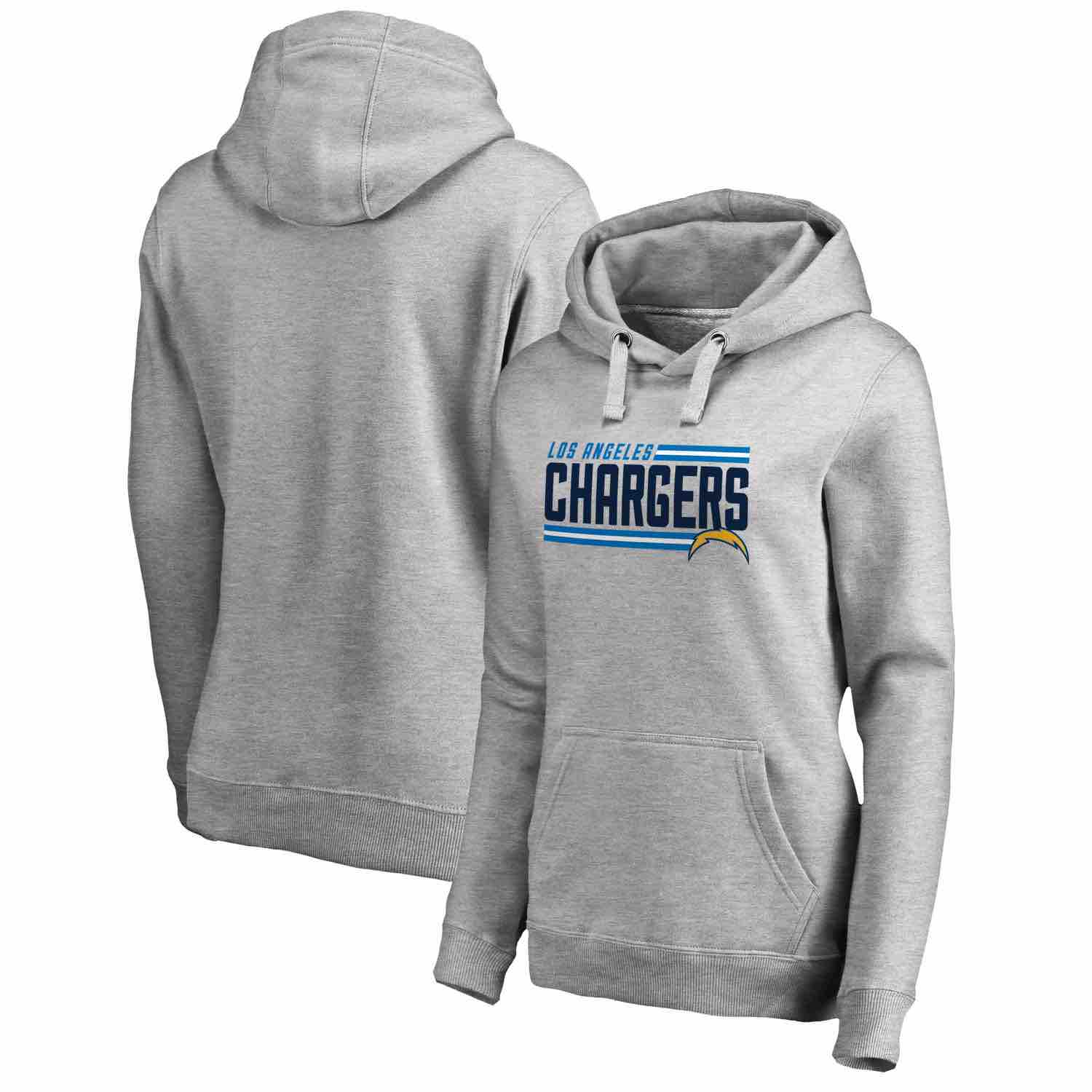 Womens Los Angeles Chargers NFL Pro Line by Fanatics Branded Ash Iconic Collection On Side Stripe Pullover Hoodie