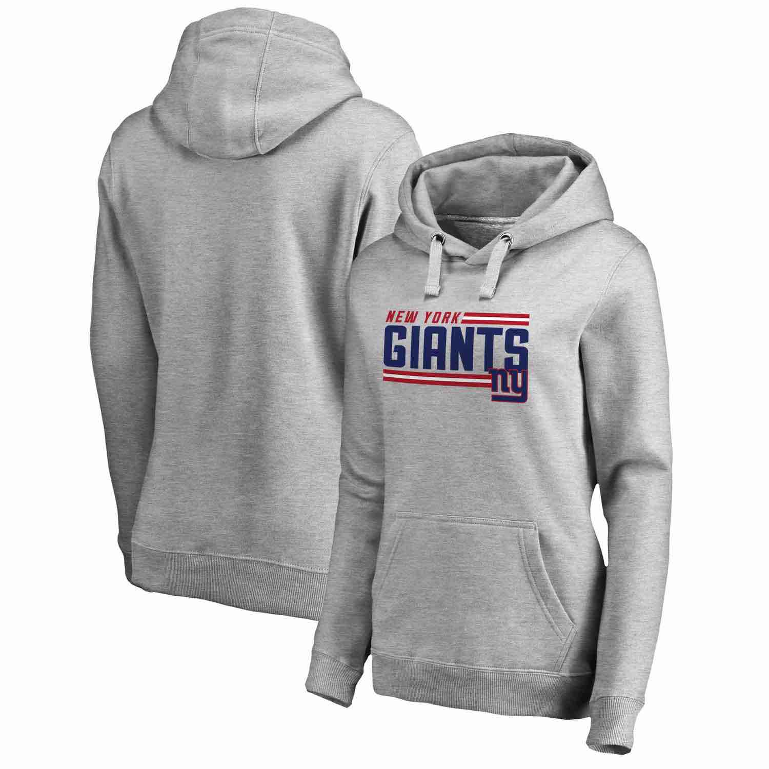 Womens New York Giants NFL Pro Line by Fanatics Branded Ash Iconic Collection On Side Stripe Pullover Hoodie