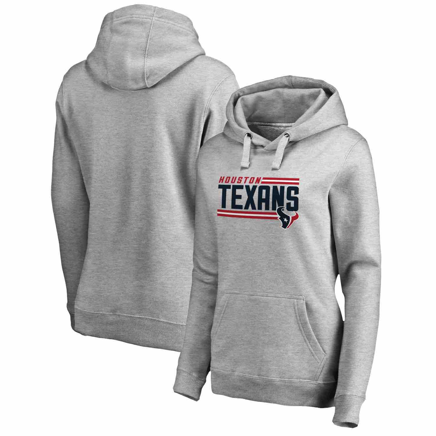 Womens Houston Texans NFL Pro Line by Fanatics Branded Ash Iconic Collection On Side Stripe Pullover Hoodie