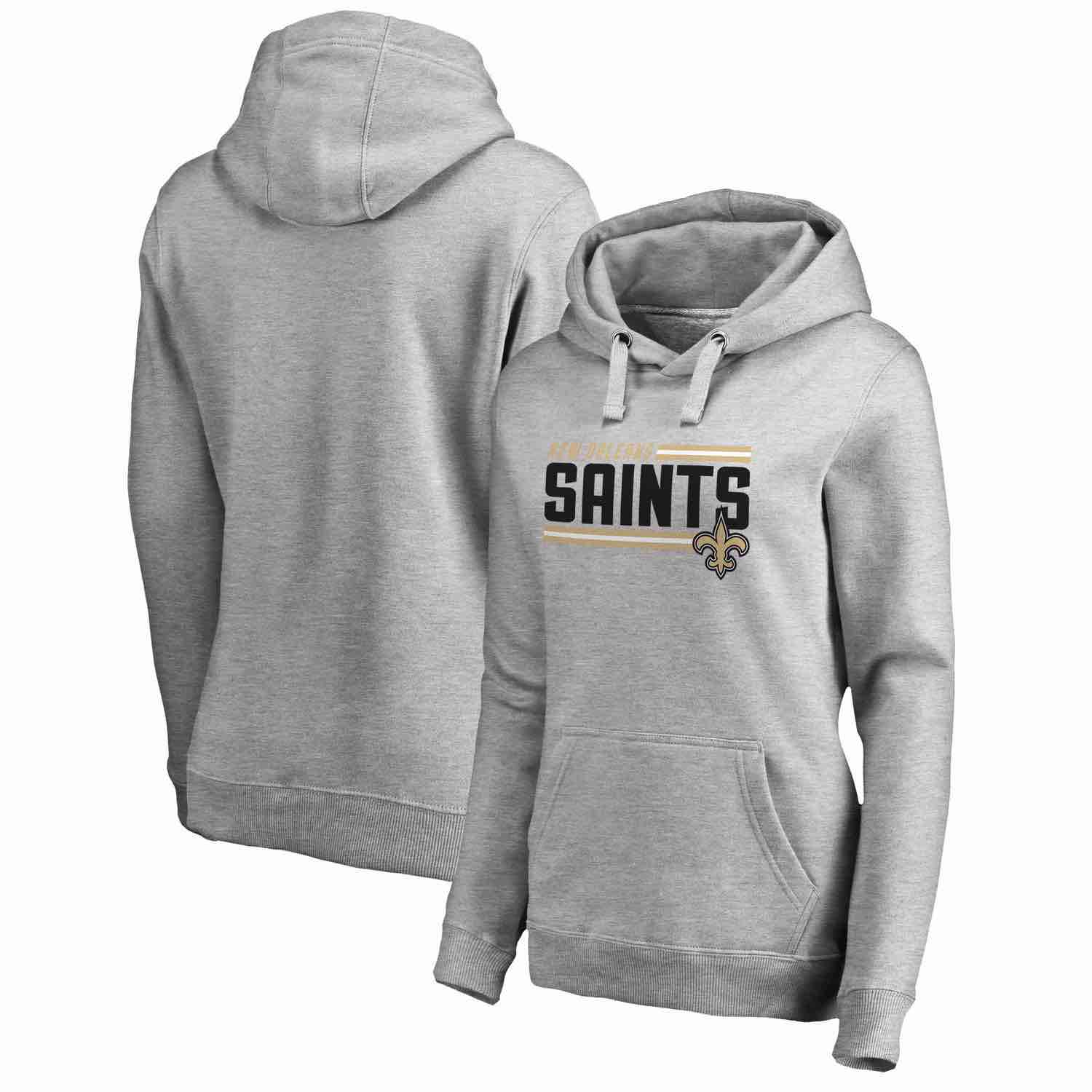 Womens New Orleans Saints NFL Pro Line by Fanatics Branded Ash Iconic Collection On Side Stripe Pullover Hoodie
