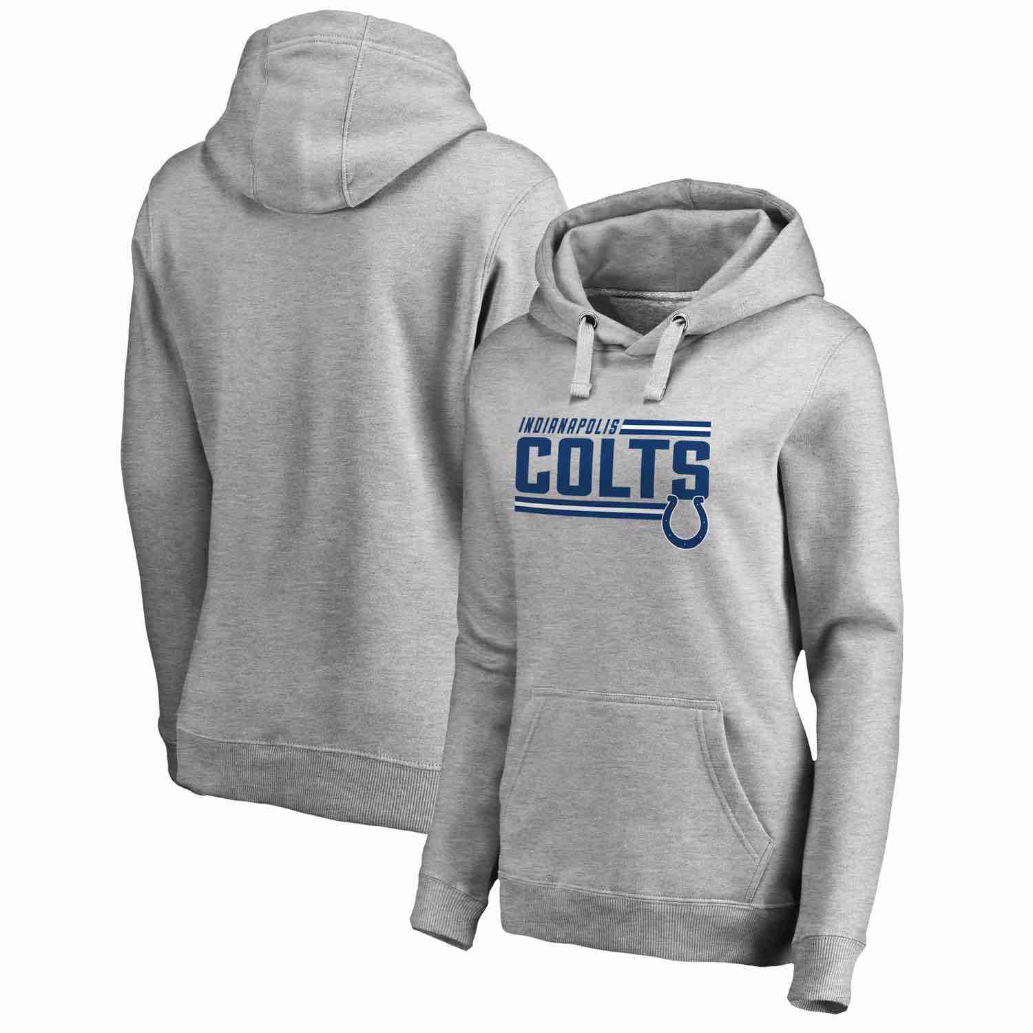 Womens Indianapolis Colts NFL Pro Line by Fanatics Branded Ash Iconic Collection On Side Stripe Pullover Hoodie