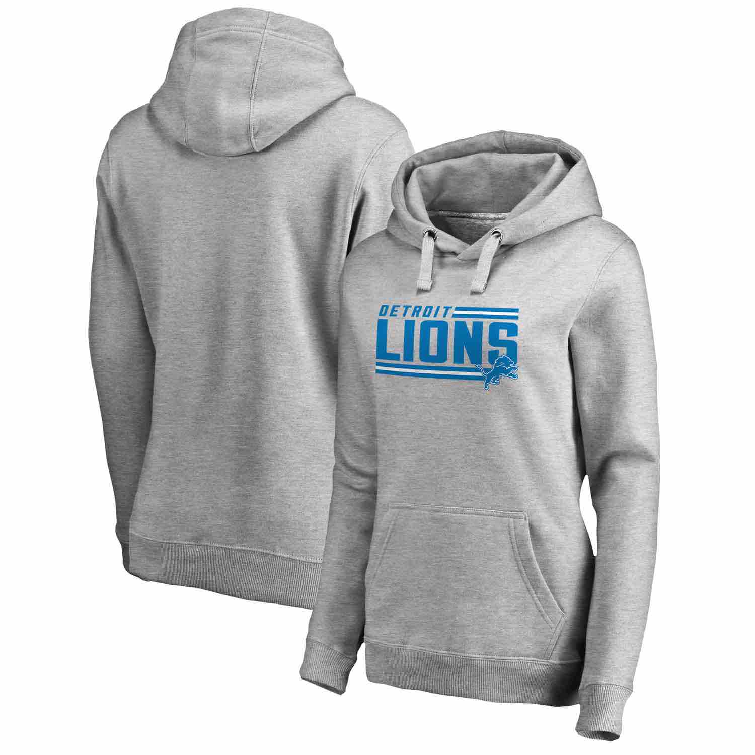 Womens Detroit Lions NFL Pro Line by Fanatics Branded Ash Iconic Collection On Side Stripe Pullover Hoodie